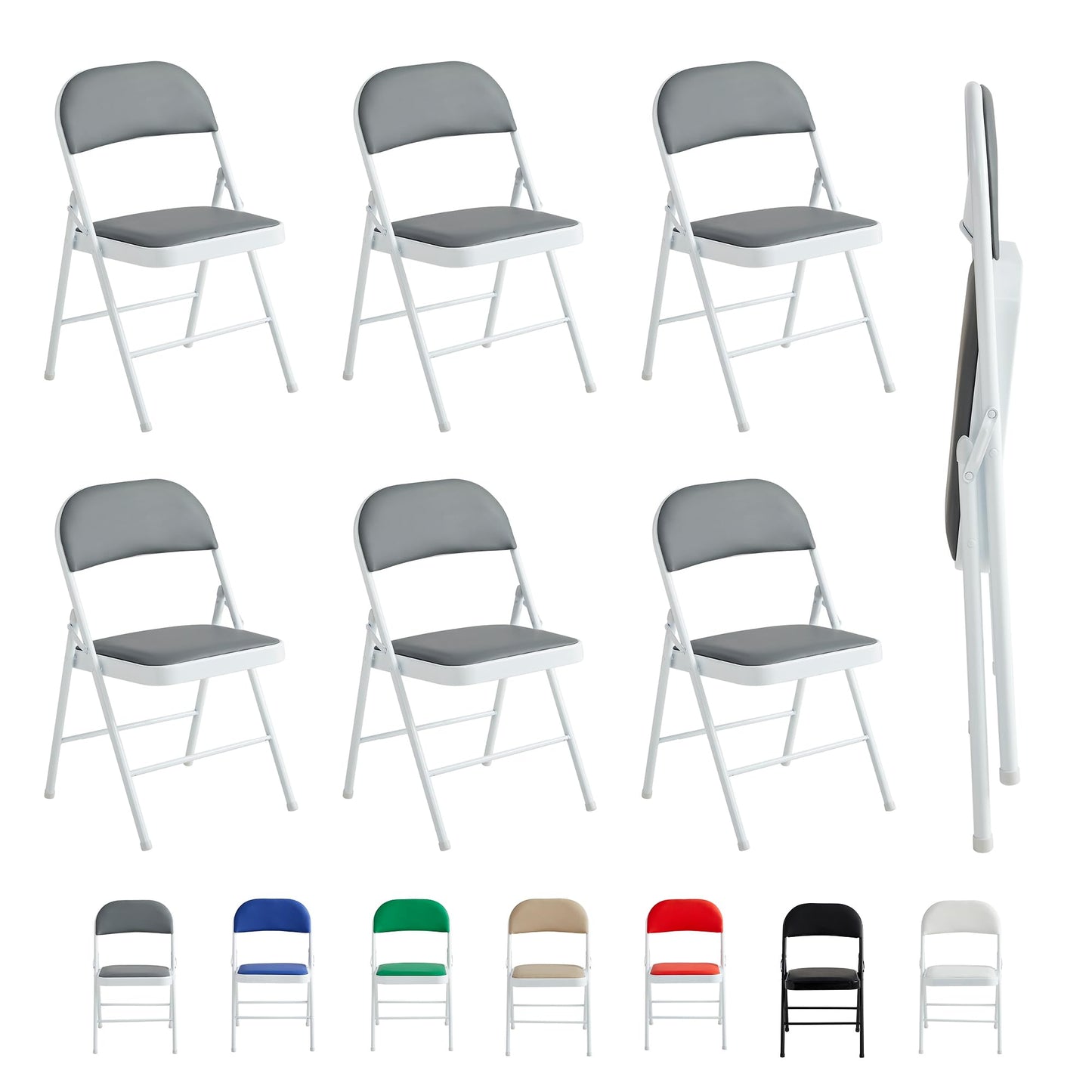 Folding Chairs Black White Blue Red Green Grey Beige