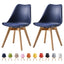 Set of 2 Dining Chairs Wooden Legs Soft Cushion Pad Stylish DELUXE Retro Lounge Dining Office EVA