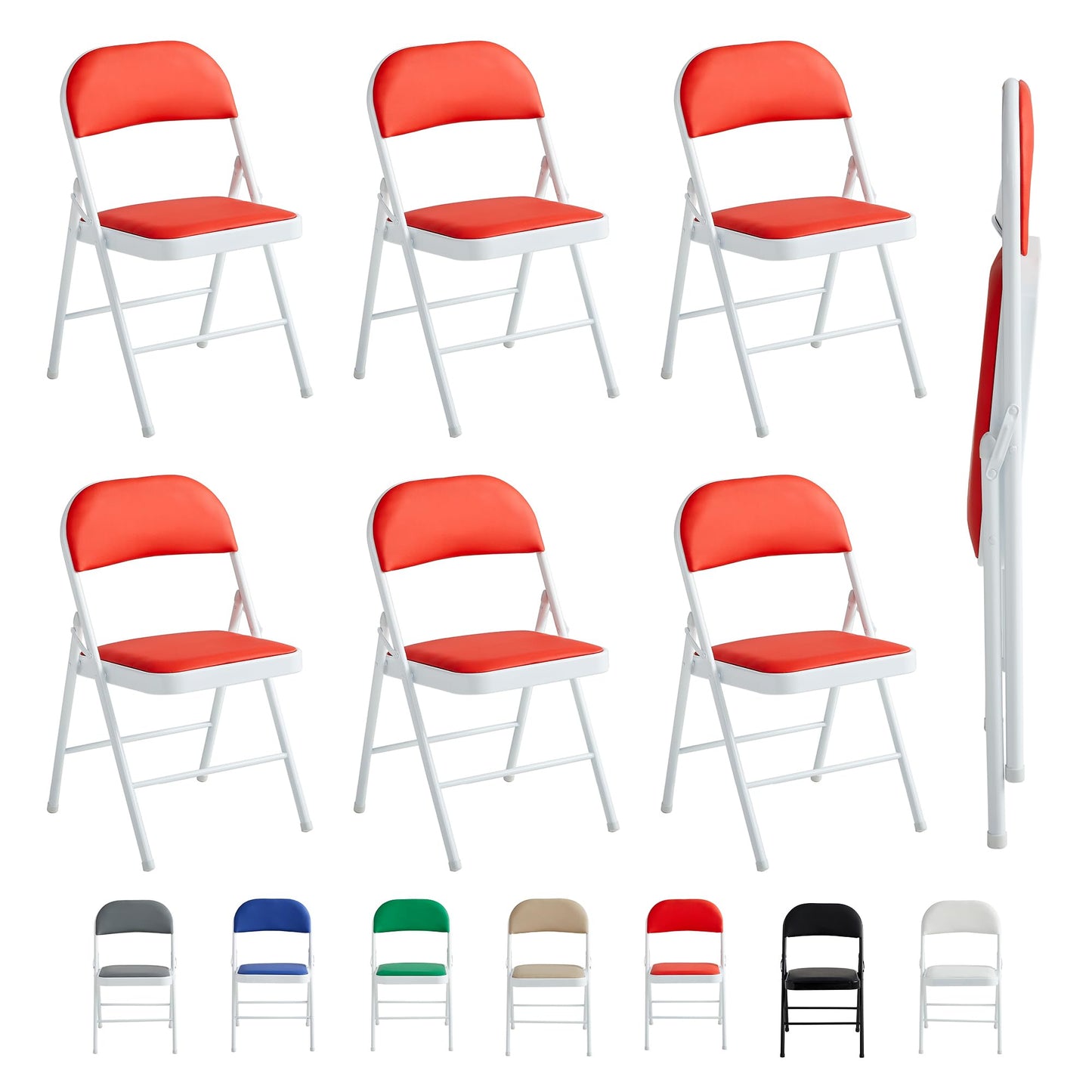 Folding Chairs Black White Blue Red Green Grey Beige