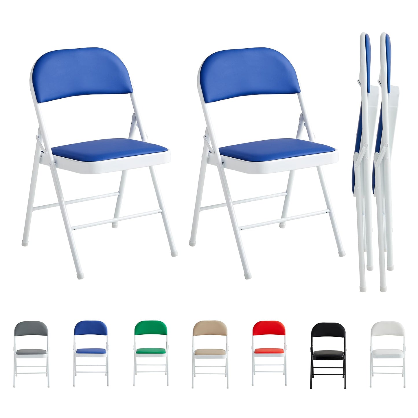 Folding Chairs Black White Blue Red Green Grey Beige