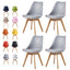 Set of 4 Dining Chairs Wooden Legs Soft Cushion Pad Stylish DELUXE Retro Lounge Dining Office EVA