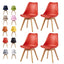 Set of 4 Dining Chairs Wooden Legs Soft Cushion Pad Stylish DELUXE Retro Lounge Dining Office EVA