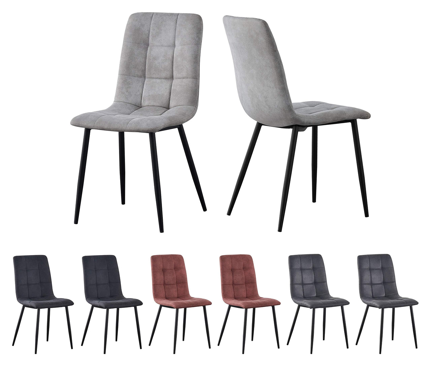 Set of 2 Faux Matte Suede Leather Dining Chairs With metal Legs home& restaurants henri