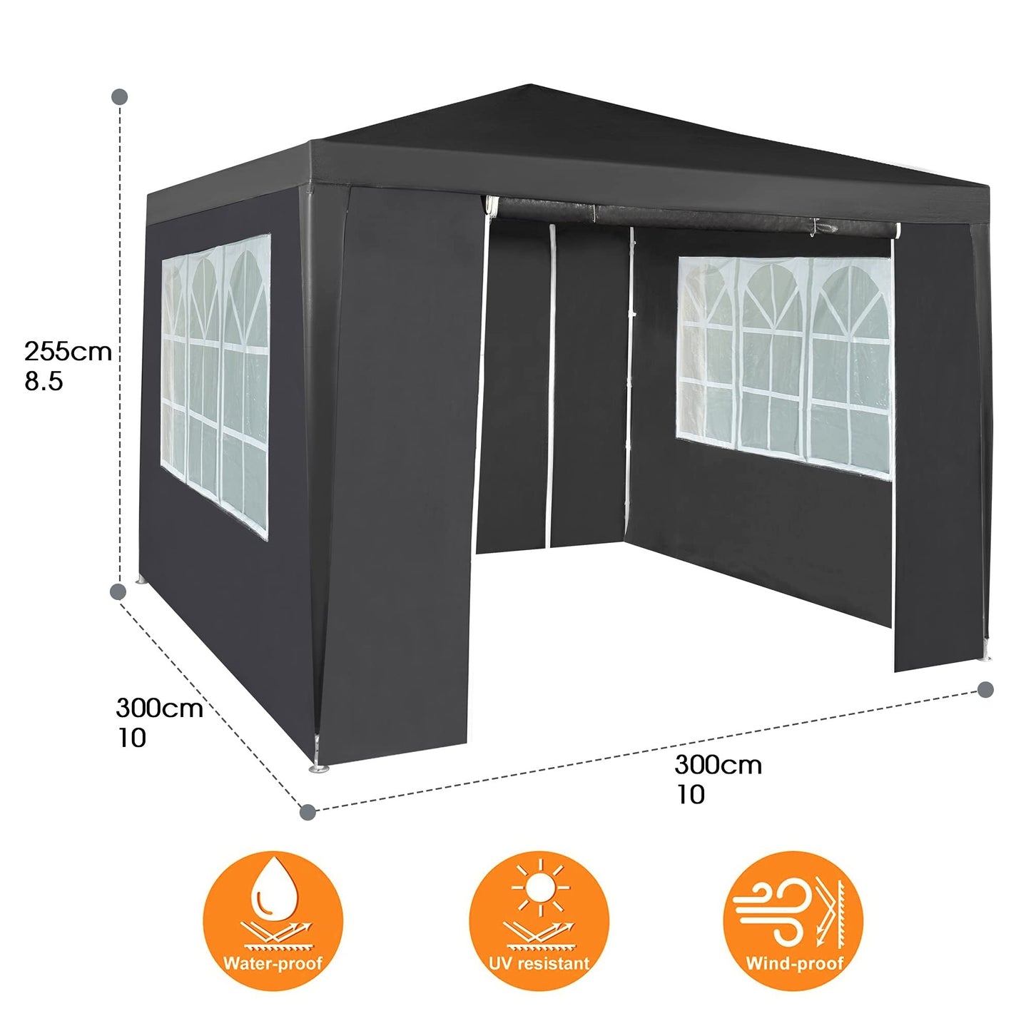 Event Gazebo with 4 Side Panels Outdoor Waterproof Party Tent Marquee